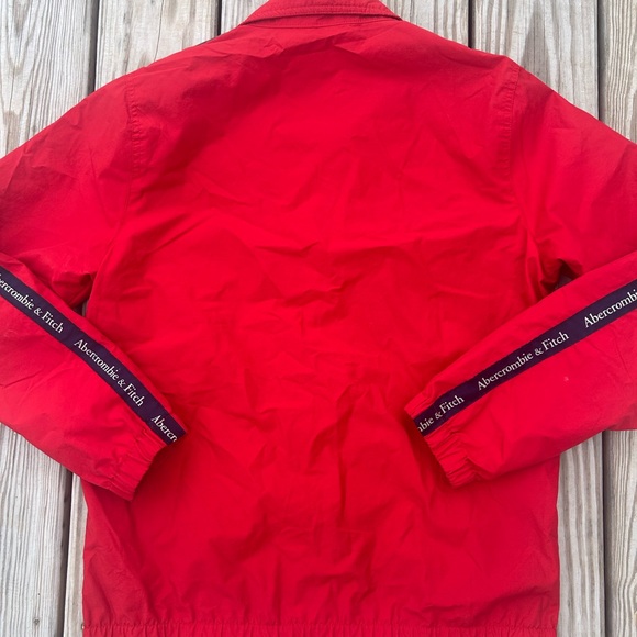 Abercrombie & Fitch Jacket‎ Mens Small Red Windbreaker Full Zip Y2K Preppy Logo - Picture 8 of 11
